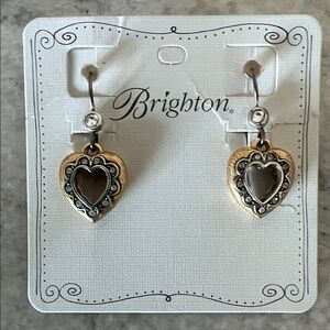 Brighton Two-Tone Heart Dangle Earrings in Gold and Silver